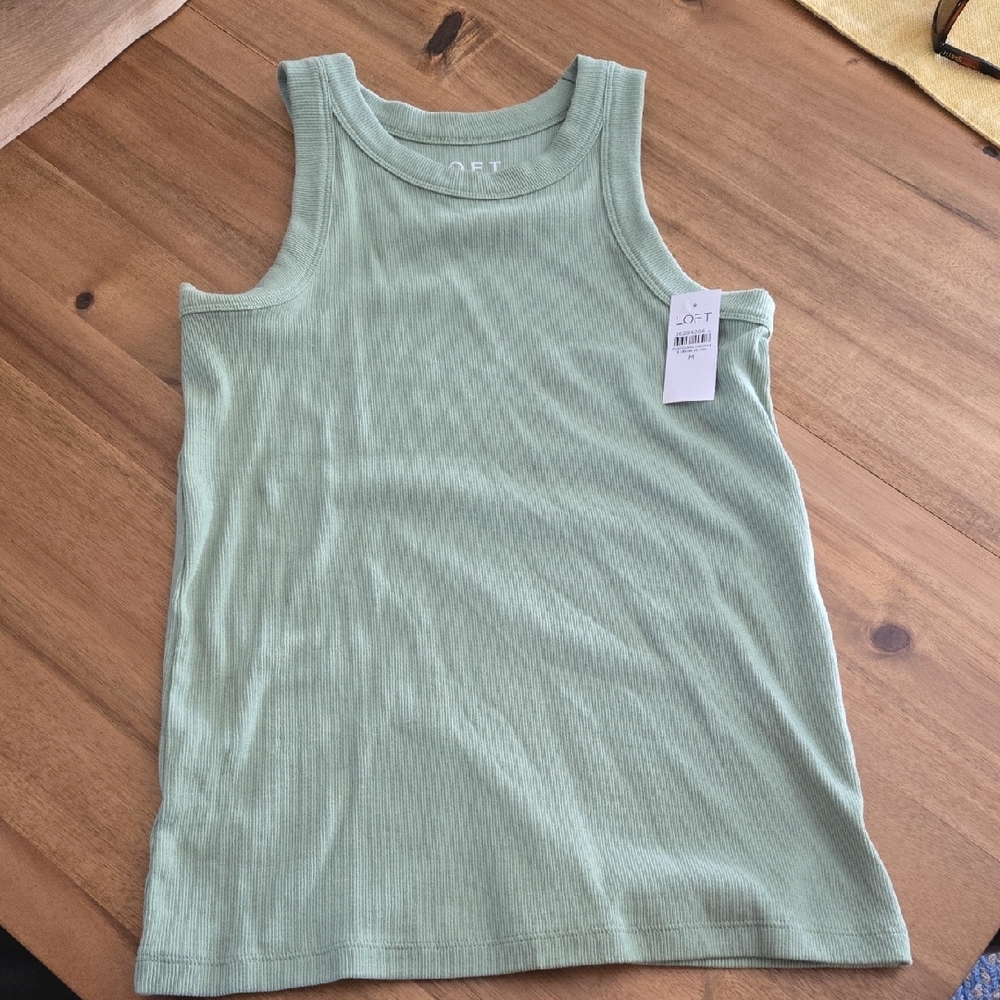 LOFT Sage Ribbed Knit Tank
